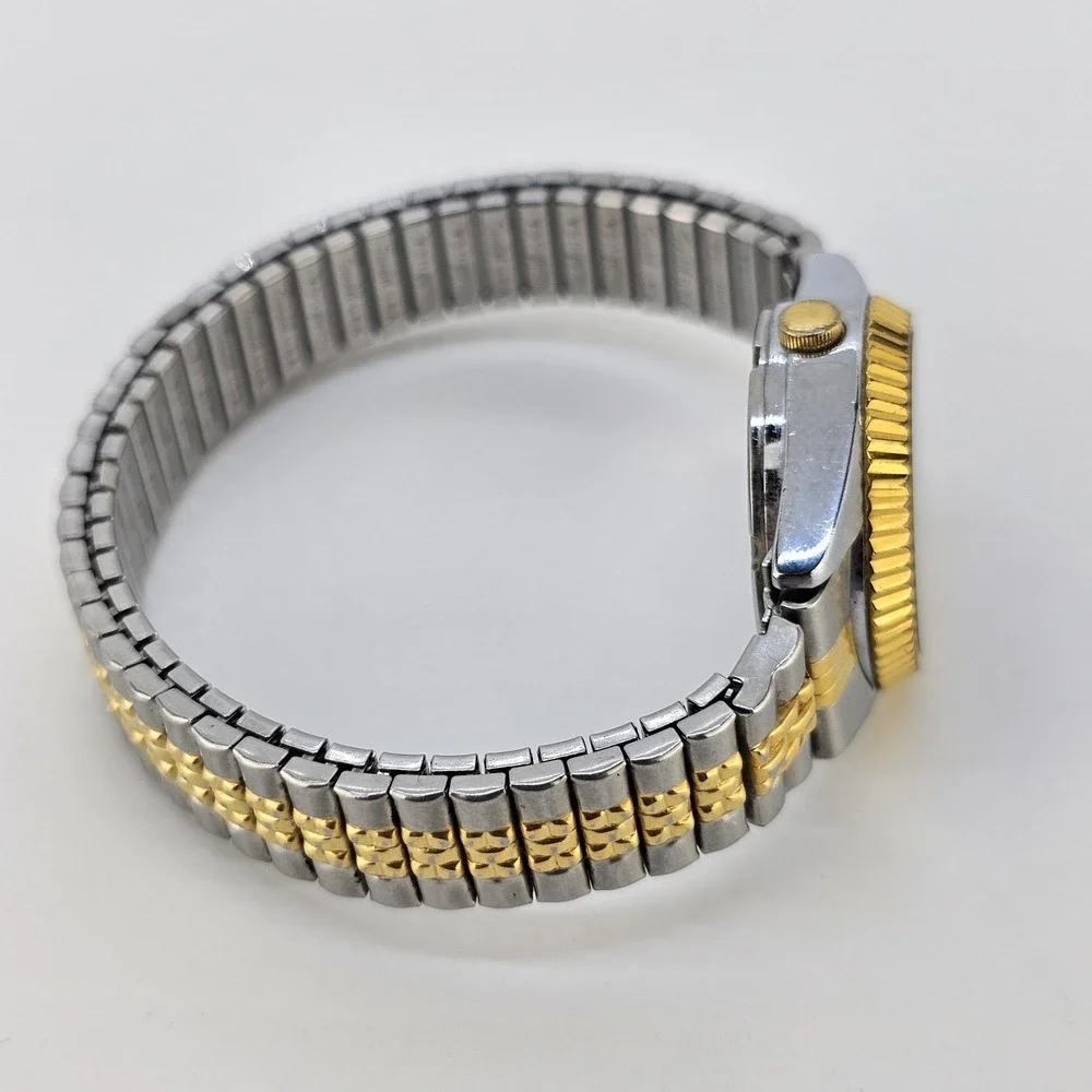 VTG Pulsar Women's Watch 24MM Black Dial Two Tone Stretch Band 5.75